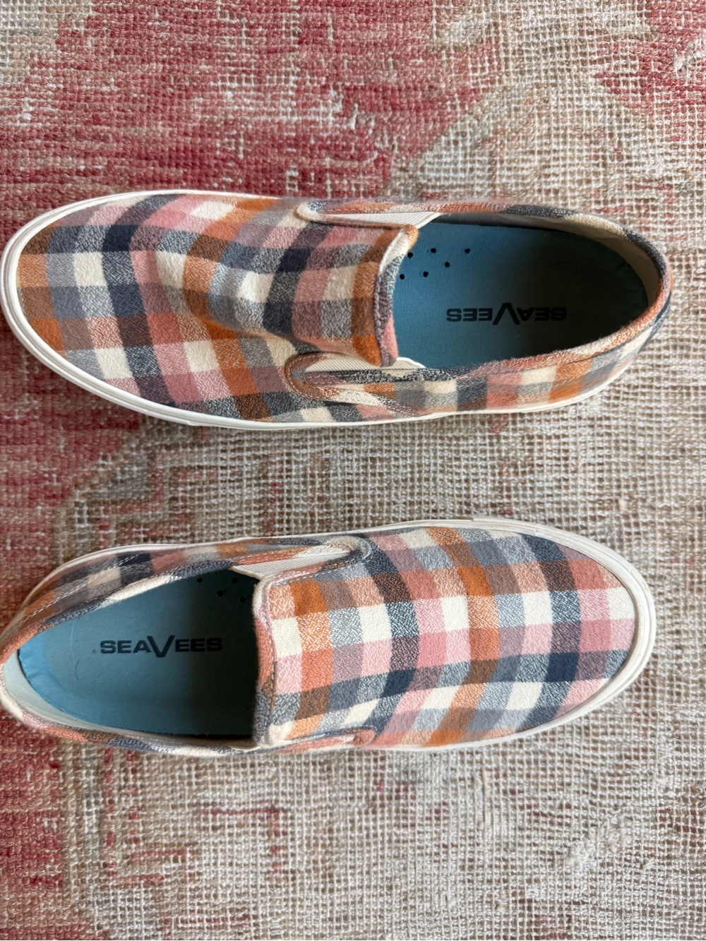 SeaVees Baja Slip-On Plaid Womens flannel platform Sneakers Chai plaid